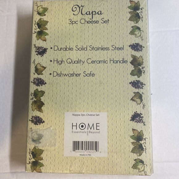 Napa Tuscany Vineyard 3pc Cheese Set Stainless Steel with Ceramic Handles - Picture 3 of 8